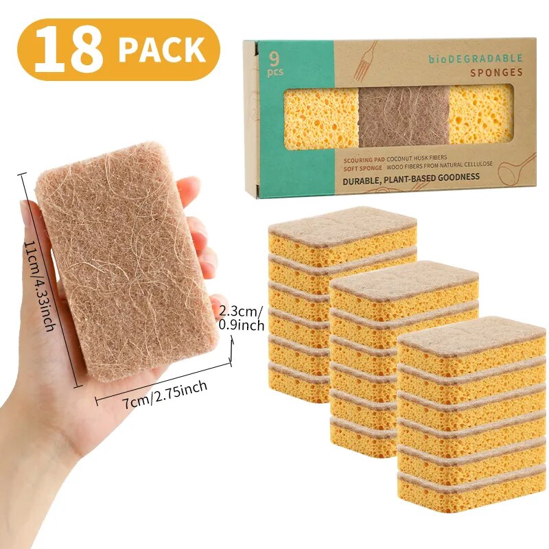18 Esponjas de Louça Biodegradáveis  MaxClean (duram 9 meses)